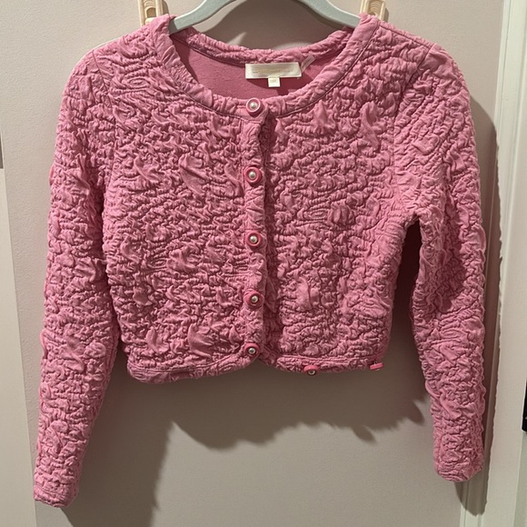 LOVE SHACK FANCY Senina crop cardigan in pink - Picture 3 of 5